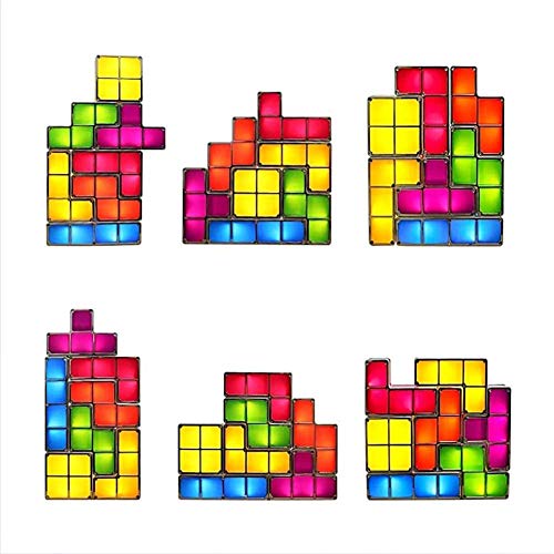 Preisvergleich Produktbild YUIOLIL Nachtlicht für Nachttisch Wohnzimmer, Tetris Lampe kombinierbare Blöcke stapelbar LED 7 Stück DIY Puzzles 3D Toy Desk Lampe