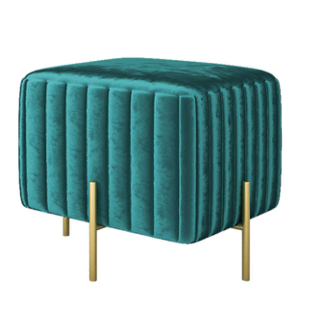 Repose-pieds en velours bleu paon chic et moderne de salon