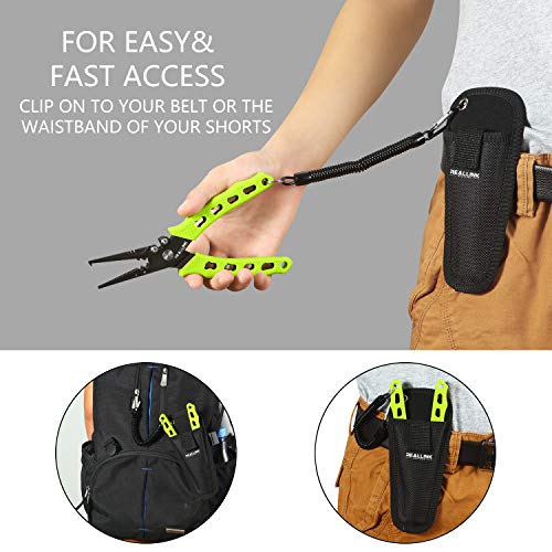 Stainless Steel 7.4" Fishing Pliers Hook Remover Tool Kits And Accessories 8 In 1 Combo, Fishing Quick Nail Knot Tying Tools, Split Ring Forceps And Pliers For Salmon And Trout Gears Assortment（Green) #TOP3