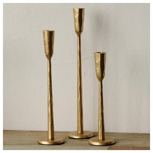 Ganwu Gold Iron Taper Candle Holder Set of 3, Heavy Wrought Iron Candlestick Holders Decorative Candle Stand, Vintage Candle Holder for Wedding, Dining, Home Decoration