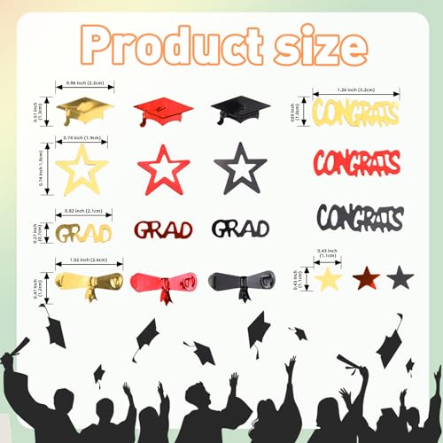 Image of Red Gold and Black Graduation Confetti 2026, 1000 Pcs Congrats Grad Confetti Class of 2026 Party Table Centerpiece for 2026 Graduation Party Decorations