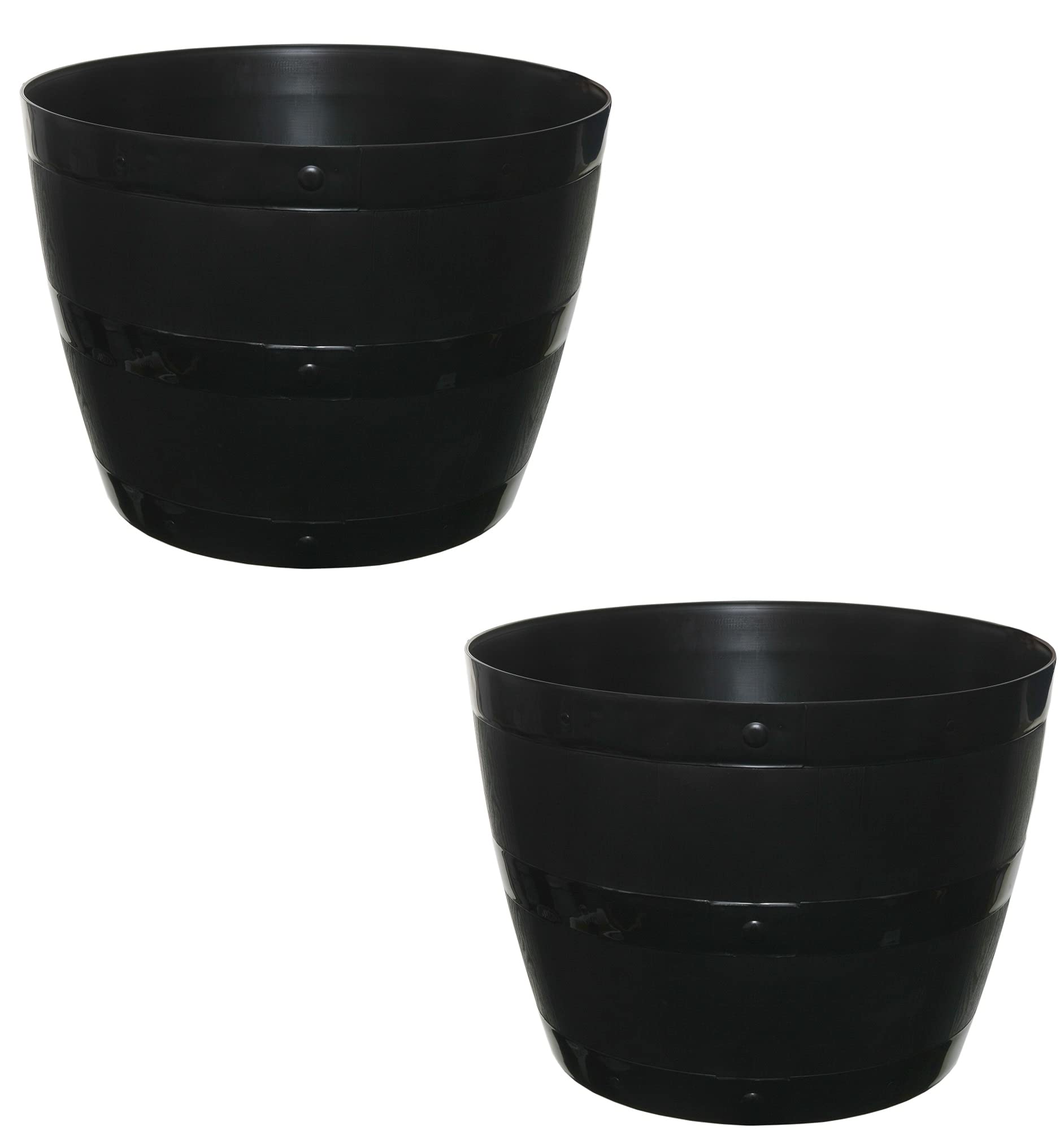 2x 50cm Plastic Barrel Planter Plant Pot Tub Garden Patio Out Or Indoor Barrel Flower Pot