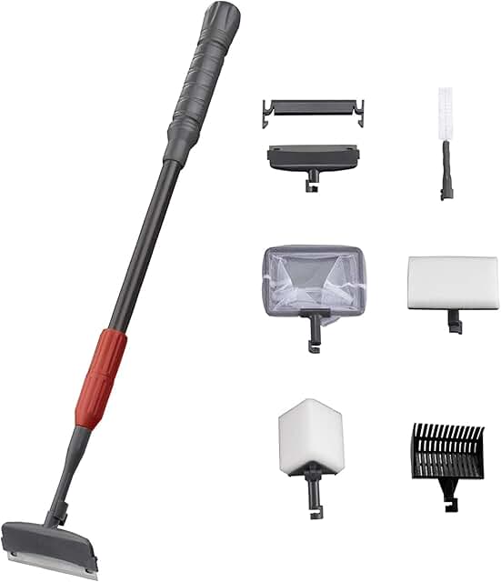 Boxtech Aquarium Reinigungswerkzeuge, Fish Tank Reiniger set 6 in 1 mit Algenschaber, Glasschwamm, Kiesbesen, Rohrbürste, Netz-Reinigungswerkzeug fürs Aquarium product image