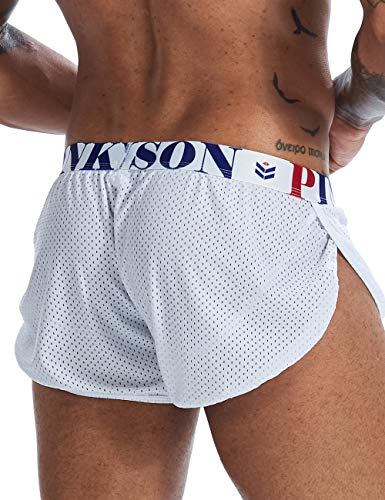 Image of MIZOK Men's Slit Side Bodybuilding Shorts Breathable Mesh Workout Yoga Short