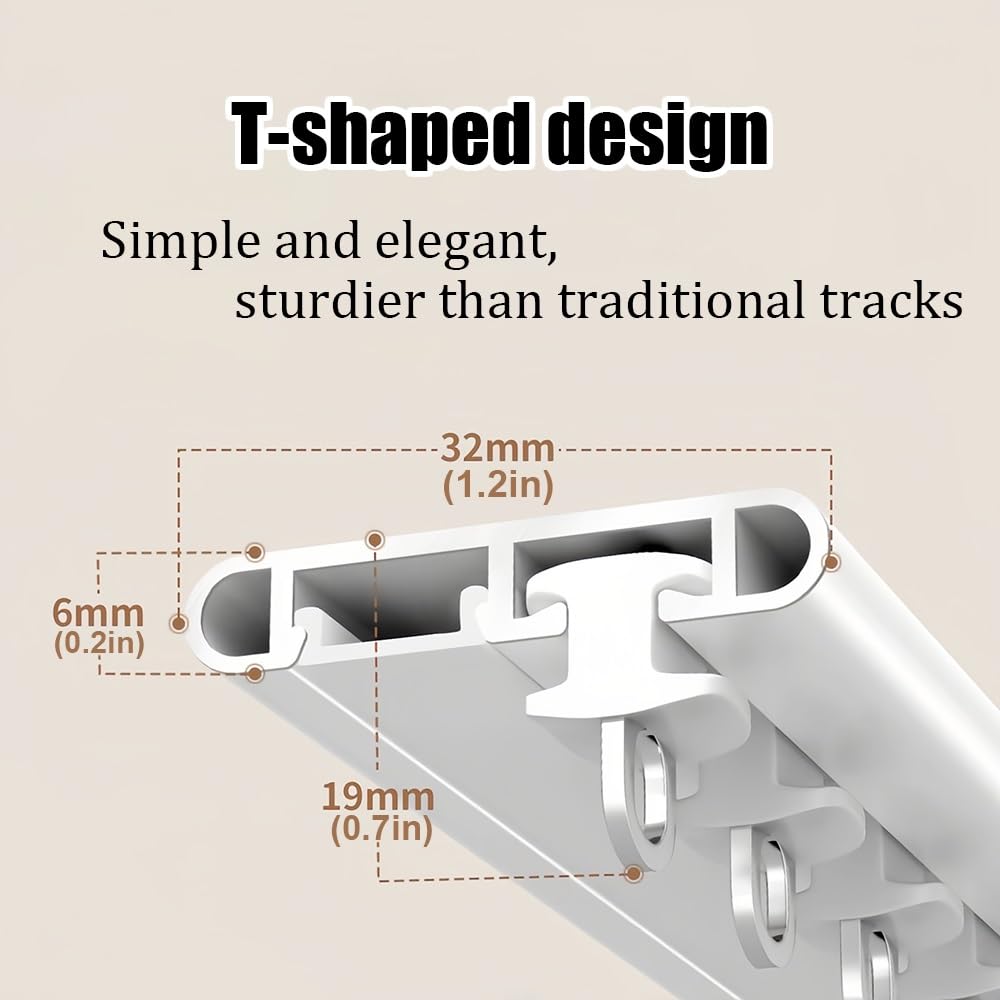 Tringle à rideaux auto-adhésive ultra fine – Rail de plafond et de mur réglable en aluminium sans perçage (5 m à 5 m) – Parfait pour la décoration d'intérieur moderne et installation facile