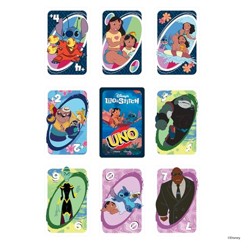 Mattel Games UNO Disneys Lilo und Stitch Kartenspiel für Kinder, Erwachsene und Familien mit Karten und Regeln, die auf dem Film basieren, JCC10 – Bild 4