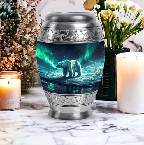 Image of Polar Bear Urn Human Ash Adult - Cremation Urns - Urn for Ashes Adult Male - Urns for Burial - Memorial Urns for Male & Female - 1 Large & 2 Small - Funeral Urns for Ashes Adult