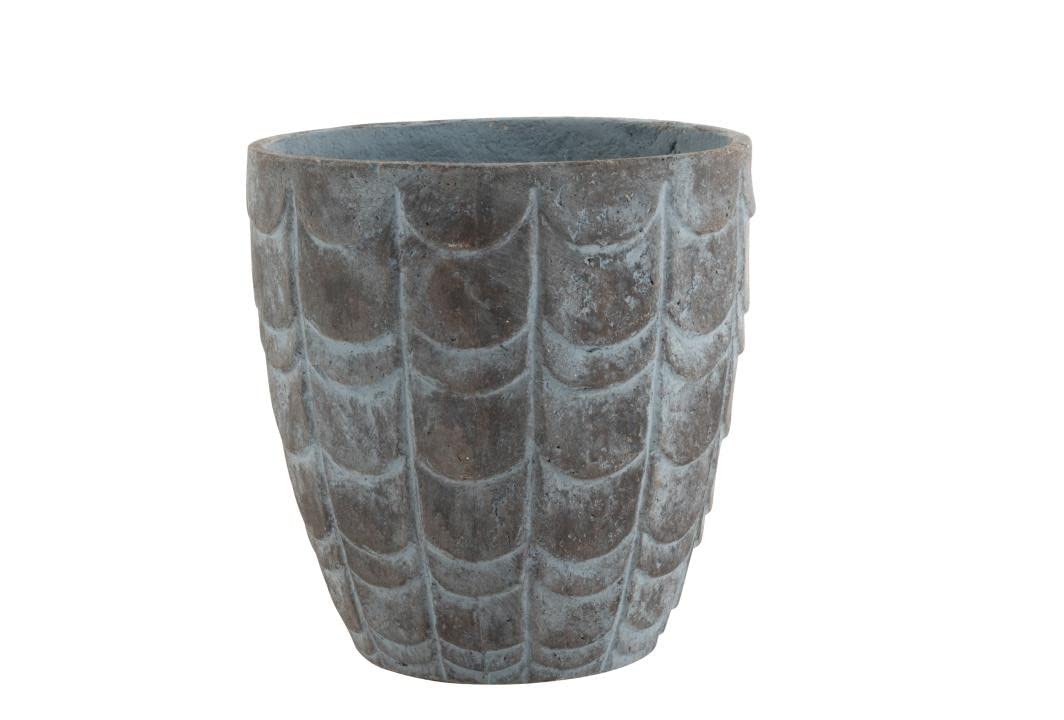 Cache-pot relief écailles J-line aspect céramique au design ethnique chic