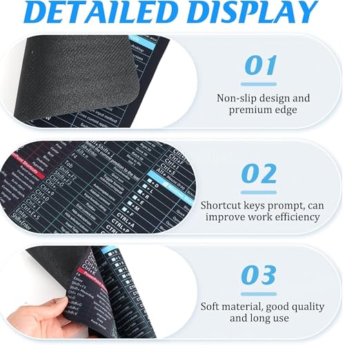 Image of Excel Shortcut Mouse Pad, Comprehensive Microsoft Excel Formulas & Keyboard Shortcuts Cheat Sheet, Anti-Slip Rubber Sole for Data Entry & Office Productivity