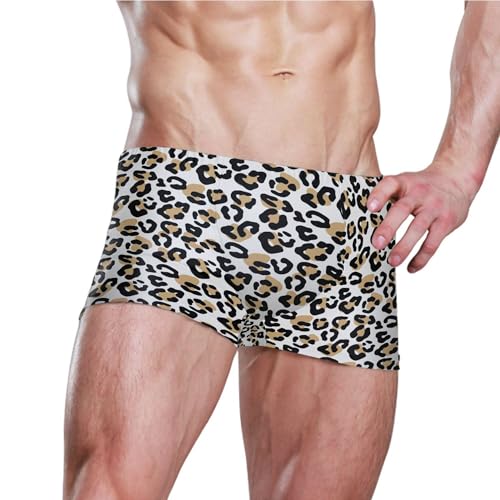 Leopard Mens Swim Trunk Swimwear Bathing Suit Swim Brief Square Leg Board Short S B04042893