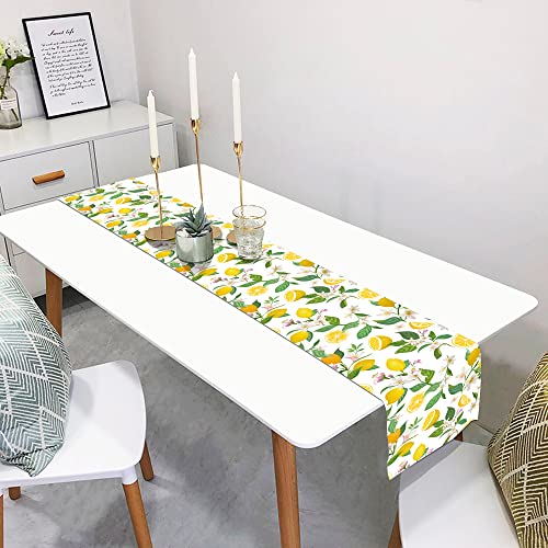 Llsty Lemon Table Runner And Placemats Set Of 6 Summer Summer Fruits Linen Burlap Place Mats Cloth Dining Mat Sets Farmhouse Table Mats Sets With Table Runners Washable Home Decor 70 Inches Long #TOP5