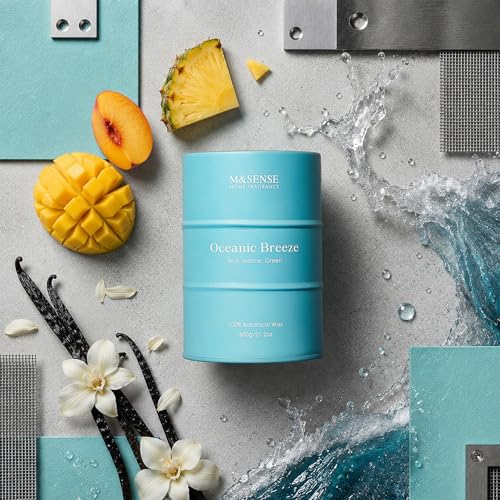 Image of M&SENSE Oceanic Breeze Scented Candles Summer Soy Candle, Beach Candles Scented for Stress Relief Meditation Relaxing, Housewarming Gifts for Women Men, 11.3oz 70 Hour Long Burning