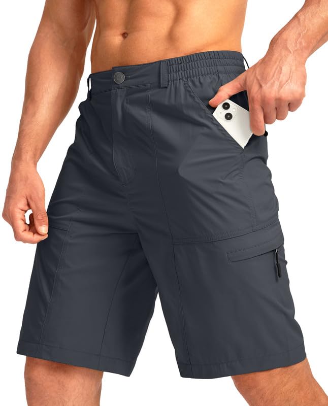 ViodiaMen's Hiking Cargo Shorts with 6 Pockets Quick Dry Lightweight Stretch Shorts for Men Outdoor Fishing Golf Shorts