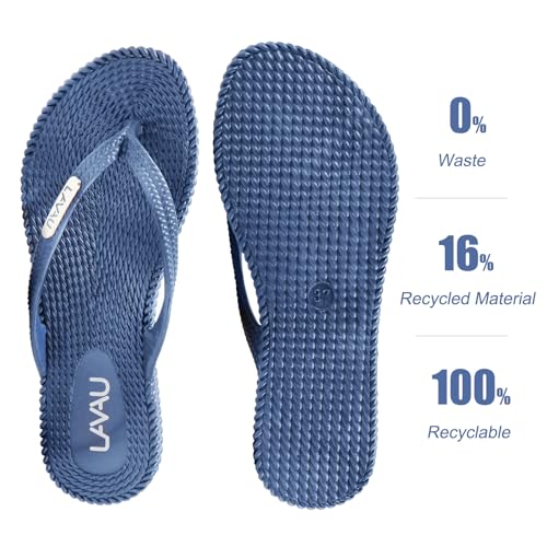 Image of LAVAU Flip Flops for Women, Waterproof Non Slip Thong Sandals for Shower Beach Pool, 100% Recyclable