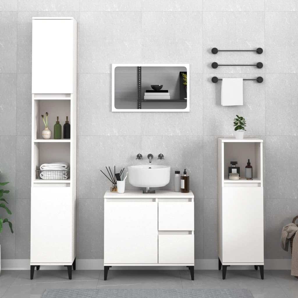 vidaXL Armario de baño Madera contrachapada Blanco 30x30x190 cm