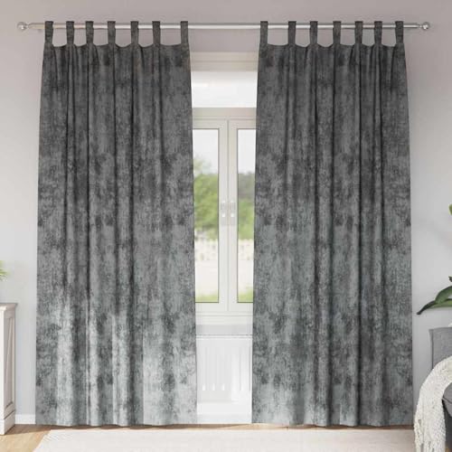 HOMELEN Paire de rideaux en velours, gris, 245 x 140 cm, isolation thermique, brise-vue, pour salon, chambre à coucher, texture velours élégante, protection...