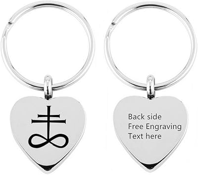 Free Engraving Church of Satan Satanic Leviathan Cross Keychains for Men Women Boys Girls Custom Pendant Keychain Keyrings Birthday Gifts for Dad Mom Son Daughter