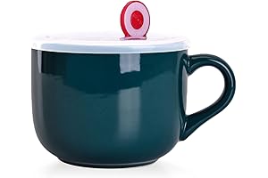 WHJY Ceramic Soup Mug with Lid - Perfect for Soup, Oatmeal, and More