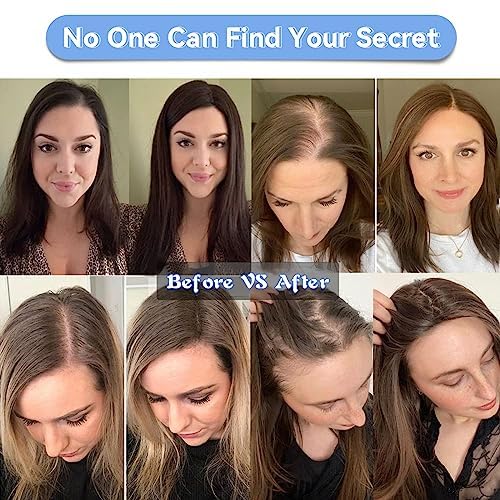 Miniatura 2 de EMMOR Toppers de cabello humano Remy para mujer, 100% 3.5 x 4 pulgadas atados a mano con base de encaje suizo de 12 pulgadas (degradado gris