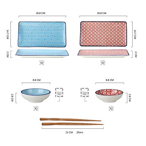 vancasso Macaron Set Piatti Sushi in Ceramica 6 pezzi Stile Giapponese