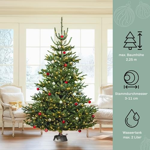 Blumixx Christmas-World Christbaumständer, Modell Taunus, für Baumhöhe bis 2,25 m, Weihnachtsbaumständer Tannenbaumständer mit Fußhebelfunktion und Einseiltechnik, 2,0 Liter Wassertank, Anthrazit