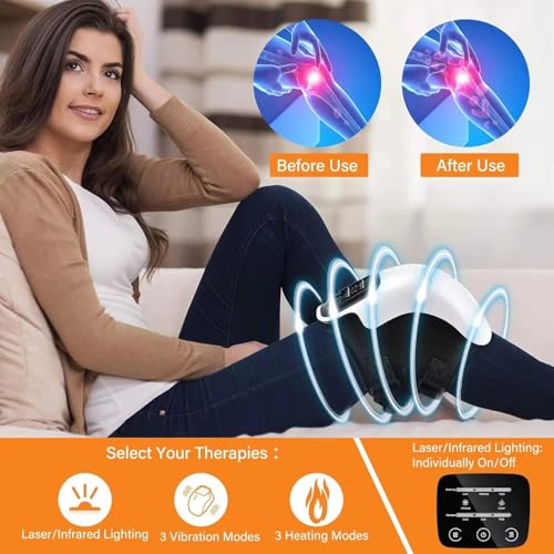 Image of Dealsure Knee Massager For Joint Pain Relief - Red Light Therapy with Vibration & 3 Heat Levels, LED Touch Screen Knee Pain Relief Massage Machine, For Knee, Elbow & Shoulder Support