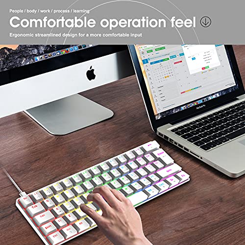 60% True Mechanical Gaming Keyboard Ultra-Compact With 20 Rainbow Backlit Type C Wired Programmable 62 Keys Tactile Blue Switch Waterproof Non-Conflict And Gaming Mouse Pad  For Pc/Laptop/Ps5（White) #TOP7