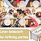 LUKIUP Tischläufer Geburtstag, White Linen Tablecloth, 183 x 33 cm, Happy Birthday Geburtstag Junge and Mädchen Tischläufer, Geburtstagstisch Deko Bunt, Happy Birthday Celebration