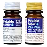 Potable Aqua Water Purification Tablets with PA Plus, Portable and Effective Solution for Camping, Hiking, Emergencies, Natural Disasters and International Travel, Two 50ct Bottles
