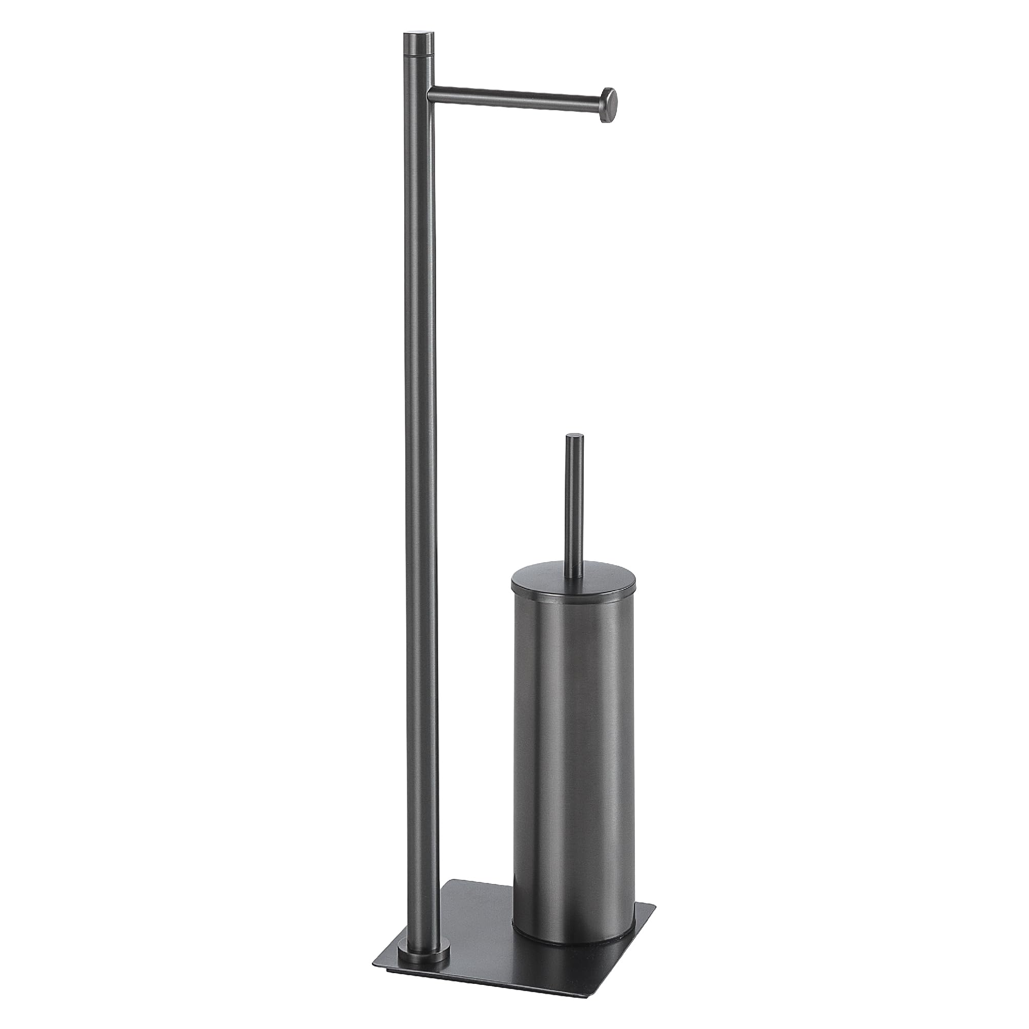 Gedy TRILLY Toilet Brush and Toilet Roll Holder, Gun Metal, Stainless Steel, 14 x 14 x 63