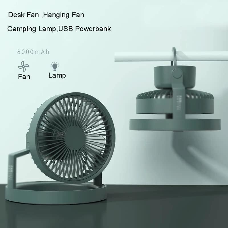 DAVBIR 8000mAh USB Rechargeable Air Circulation Fan 3 Speed Desk Fan With LED Lamp Hanging Fan Outdoor Camping Easy to carry beautiful