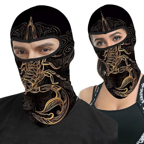 Máscara de esquí Gold Scorpion para hombre y mujer, protector de cuello resistente al viento, calentador, cubierta facial completa, gorro de cuello, máscara facial para motocicleta, bufanda de invierno para deportes al aire libre miniatura 1