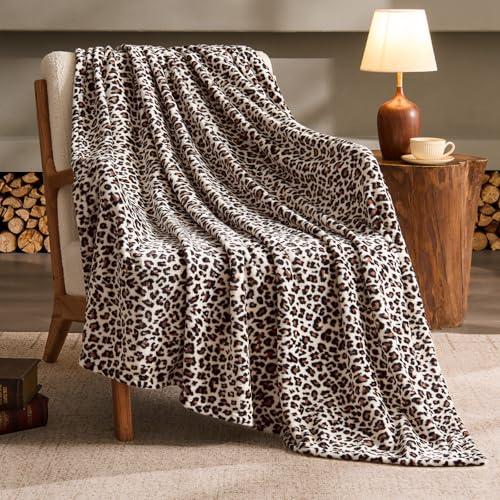 Image of BEDELITE Fleece Blanke for Couch & Bed Leopard Print Throw Blanket - Soft Blanket, Cozy Lightweight Fleece Animal Print Throw, 60 inchx 80 inch, Snow Leopard