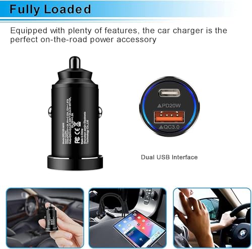 Image of NEUTRINO USB C Car Charger 48W /5A PD Fast and QC 3.0 Dual Port Adapter Cigarette Lighter Compatible with iPhone 13Pro /12Pro /iPhone 11 /Pro /Max /XR /XS /Max /8, Galaxy S21 /20 /10 /9 More (Multi-Colour)