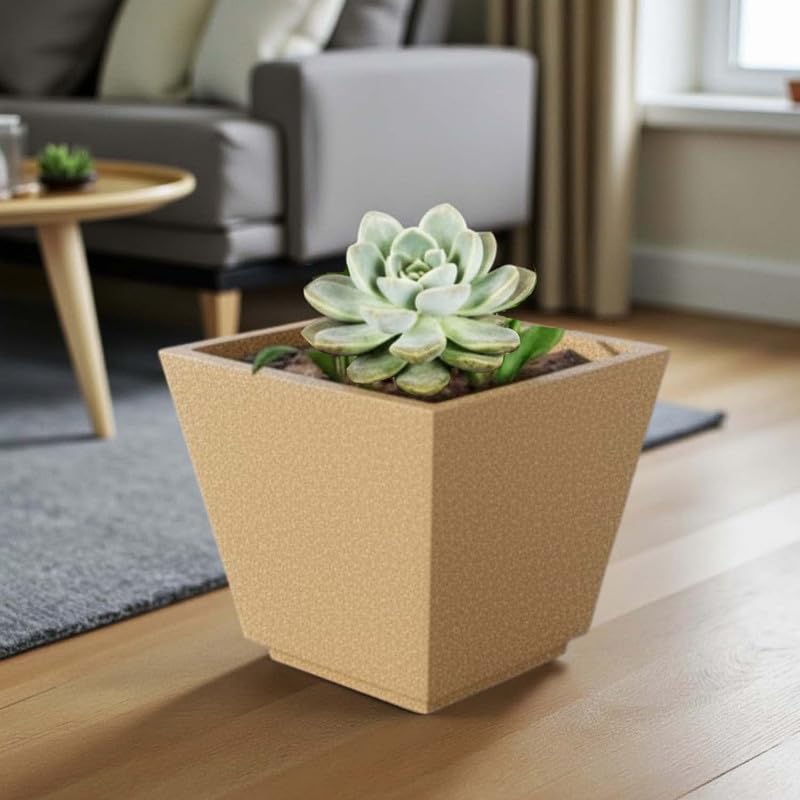 Image of Amazon Brand - Umi 12 Inch Planter Pot | Flower Pot for Indoor & Outdoor Use | Square Shape Planter Pot for Home & Office Decor Balcony & Terrace Gardens (Chorsa, Brown)