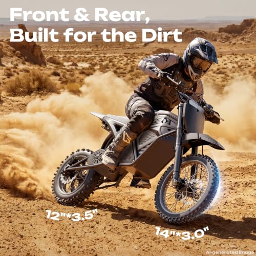 Image of Windone RM7 Pro Electric Dirt Bike, 60V 20.8Ah, 45MPH Max Speed Electric Motorcycle, 4000W Ebike, 14 inch /12 inch Off-Road Tire E-Bike, Dual Hydraulic Brakes, Full Suspension, Fit Age 13+