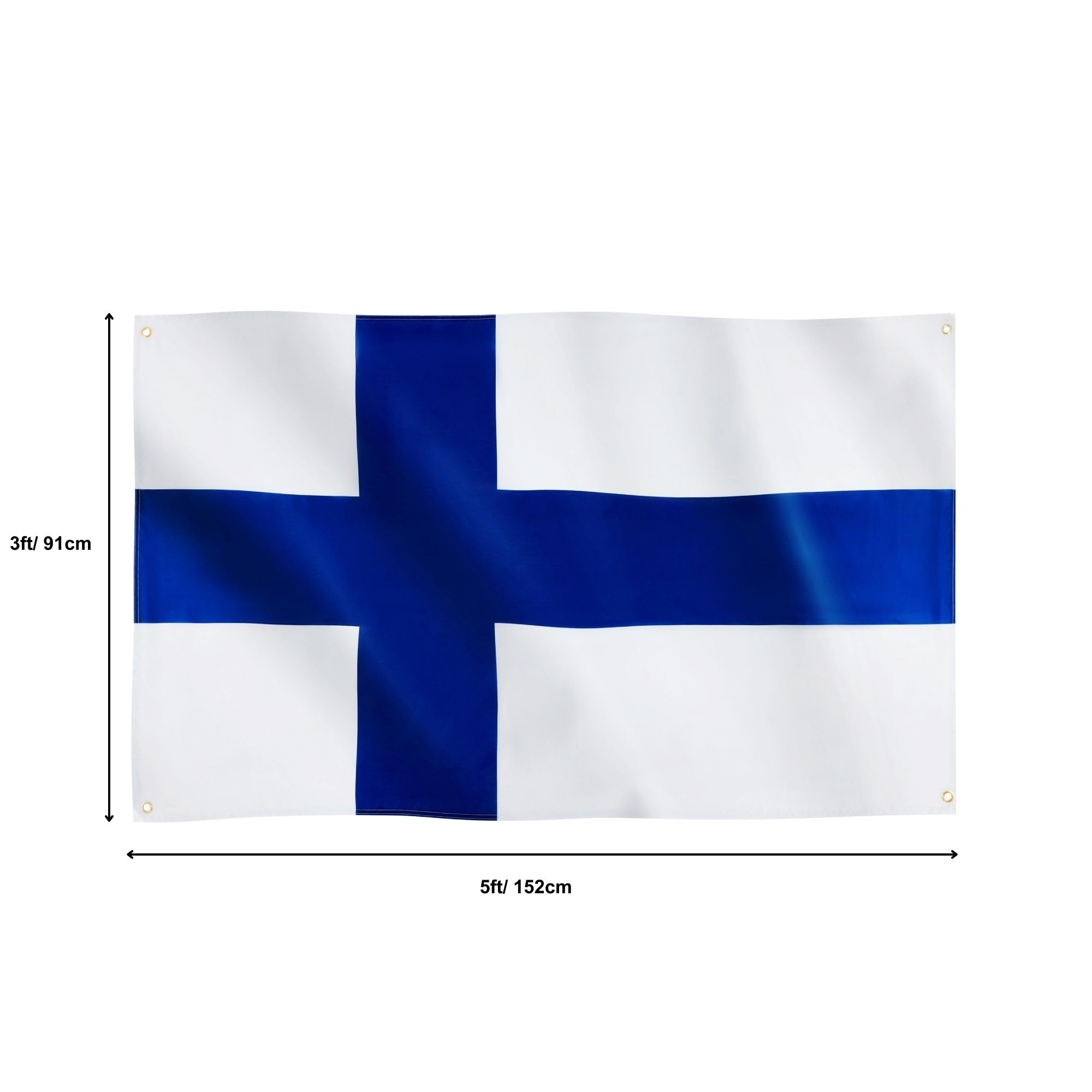 Runesol Finland Flag, 91x152cm, 3ft x 5ft, Finnish National Flag, Blue Cross, Nordic, 4 Grommets, Independence Day - Image 2