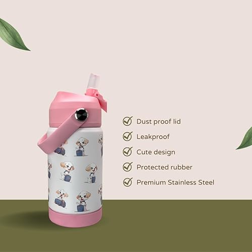 Miniatura 4 de MiMonHouse Botella de agua con tapa con popote a prueba de polvo, 12 onzas (menta)