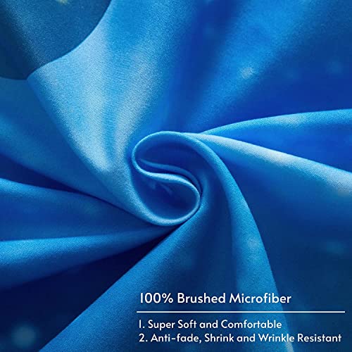 Wakiifun Galaxy Bedding Duvet Cover Sets Queen Size, 3Pcs Soft Microfiber Comforter Cover Set, 3D Space Zippered Quilt Cover Sets(1 Quilt Cover 90X90 Inch, 2 Pillowcases 20X30Inch), Easy Care #TOP2