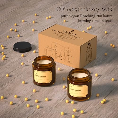 TRINIDa Sleep Candles Gifts for Women, 2 Apothecary Jars Lavender Scented Candles Gift Set for Anxiety Relief, Promotes Sleep, Relieves Stress - Image 4