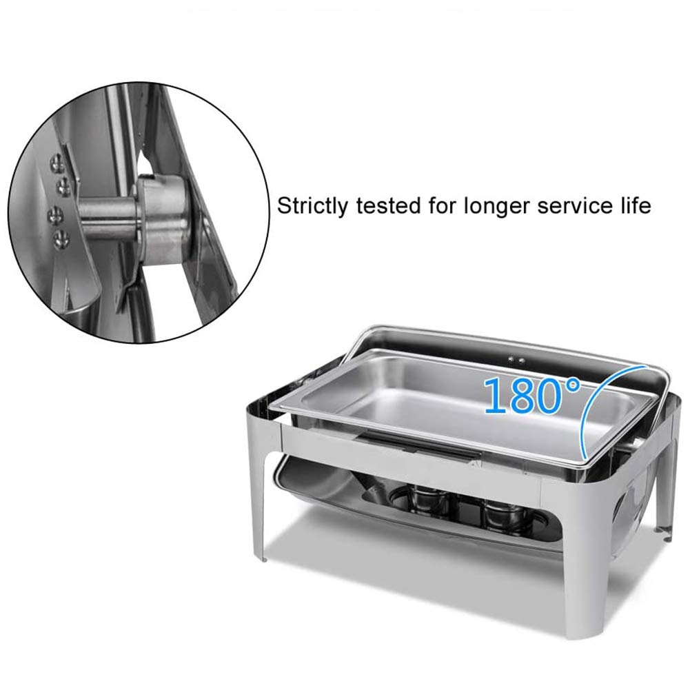 Roll Top Chafing Dish Buffet Set, 8 Quart Acciaio Inox Catering Chafer, Rettangolare Buffet Stove, Riscaldamento a Combustibile, per Matrimoni, Feste, Banchetti, Eventi di Catering (2 confezioni)