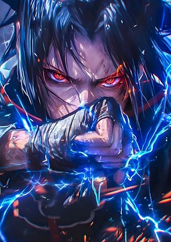 Image of NIJUKA Anime Printed Metal sheet Poster For Home And Room Decoration | For Anime Art Fans Boys And Girls (Sasuke active mangekyo sharingan)