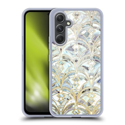 Head Case Designs Officially Licensed Micklyn Le Feuvre Pale Bright Mint and Sage Art Deco Marbling Marble Patterns Gel Case [Military Grade Protection] Compatible with Samsung Galaxy A54 5G