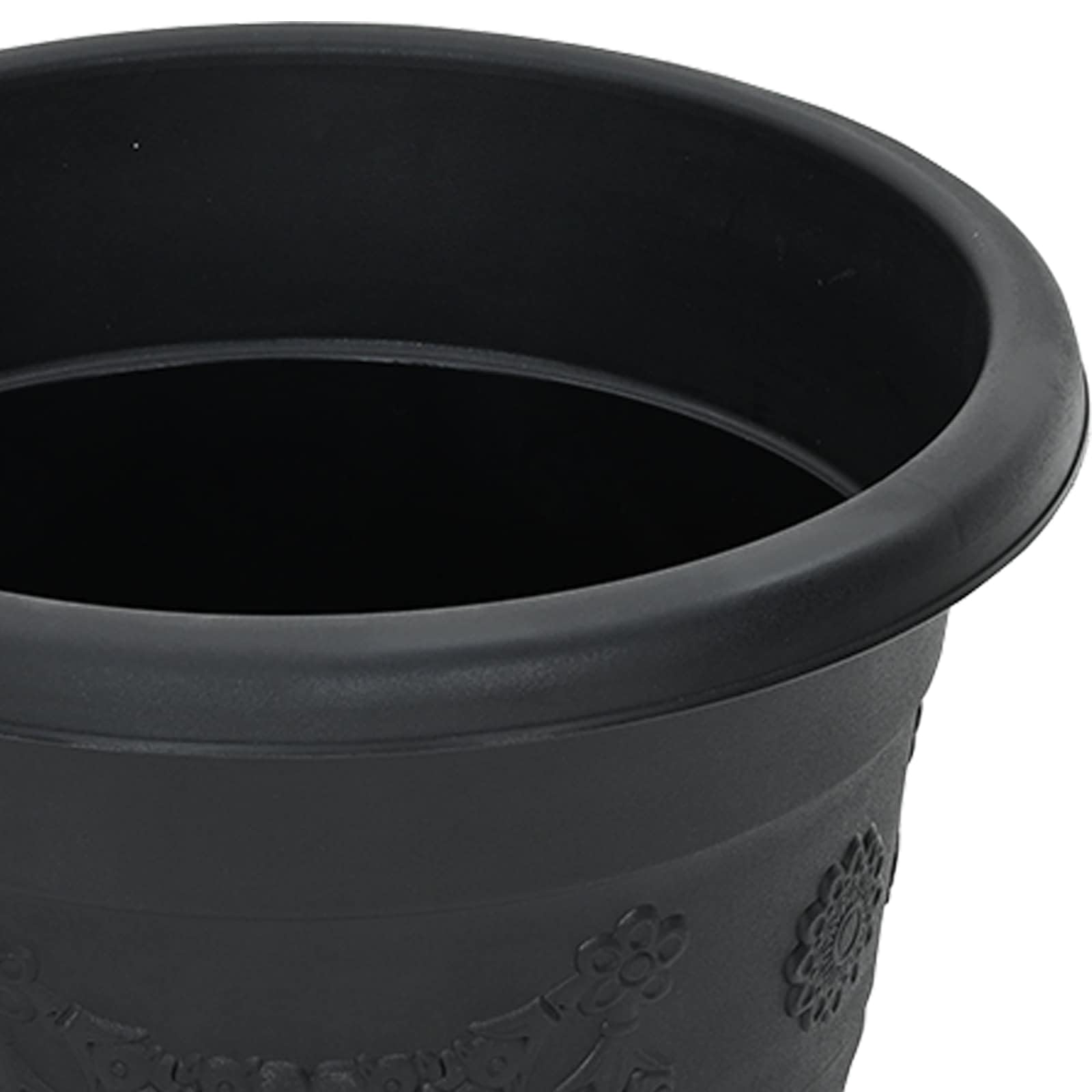 24er Set Blumentöpfe Schwarz Ø 30 x 25 cm, Runde Pflanzgefäße aus Kunststoff für Innen und Außen, Moderne Pflanzkübel mit Entwässerungslöchern für Garten Balkon und Terrasse