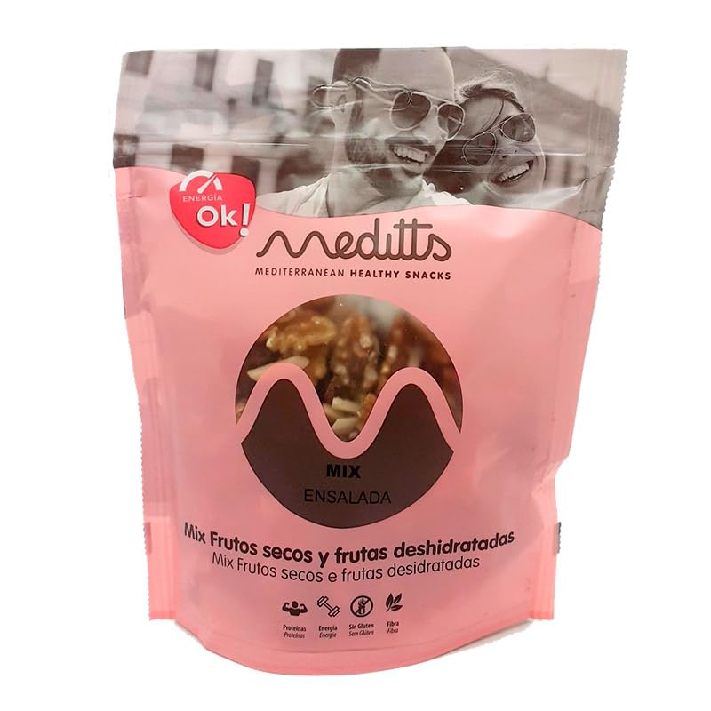 Meditts - Mix de Frutos Secos y Deshidratados 200 gr | Ensalada | Pipas de Calabaza, Pipas de Girasol, Nueces y Pasas | Snack Natural y Nutritivo | Rico en Fibra y Antioxidantes
