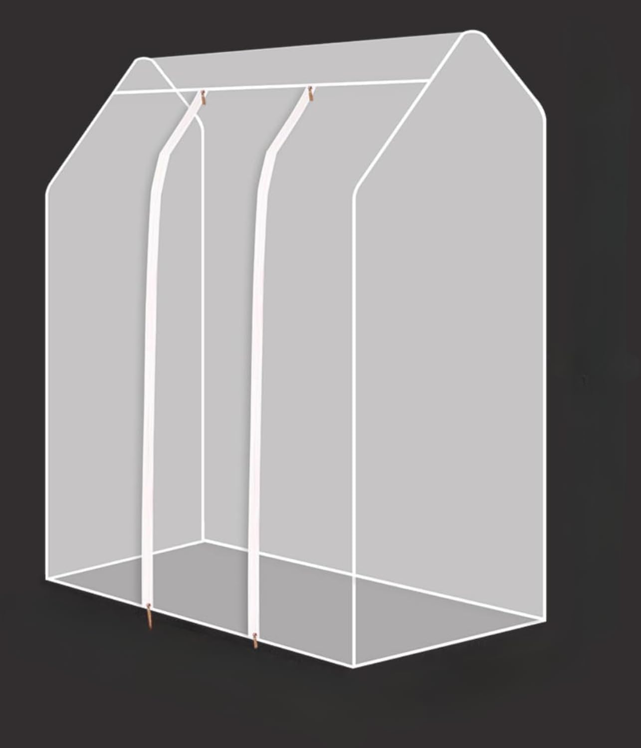 Housse de porte-vêtements – Protection translucide double tringle à suspendre avec fermeture éclair, housse anti-poussière réutilisable pour la maison, le magasin, le bureau