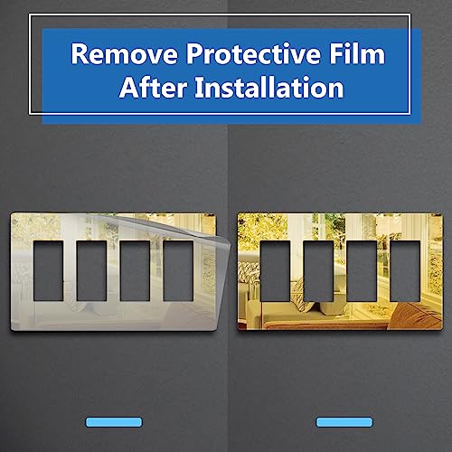 Image of LIDER Quadruple Decorator Wall Plate, Impact Resistant, Plexiglass, Acrylic, Mirror Glass Gold, 1-Pack