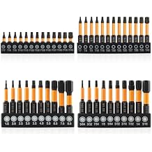 Rocaris 46 Pcs Screwdriver Bit Sets, 26 Pcs Torx Bit Set T7-T40 with 20 Pcs Allen Wrench Drill Bit Set Metric & SAE, 1/4 Hex-Shank S2 Steel Hex Bits Set, 1 & 2 Long