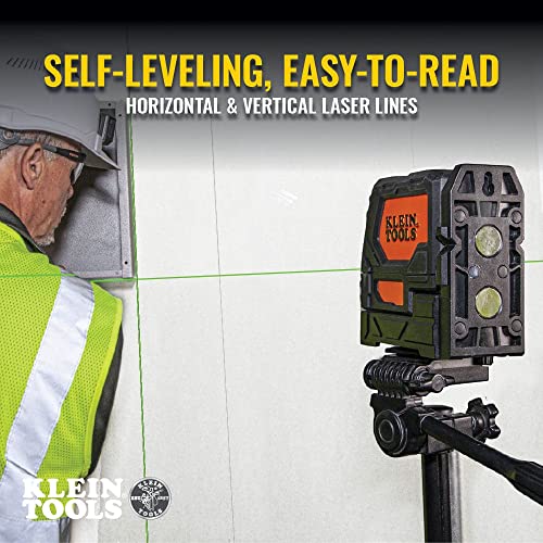 Klein Tools 93Lclg Laser Level, Self Leveling, Hi-Viz Green Cross Line Level With Red Plumb Spot And Magnetic Mounting Clamp #TOP2