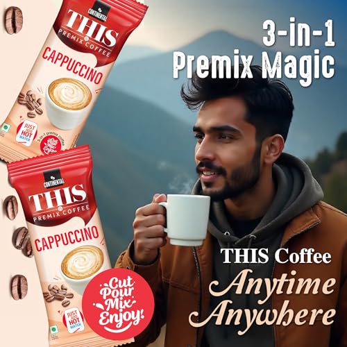 Image of Continental THIS Cappuccino Instant Coffee Powder | 110g (5 Sachets, 22g per each) | 3In1 Instant Premix Flavoured Coffe | Smooth Flavour and Rich Taste | Just Add Hot Water | Cafe Like Coffee